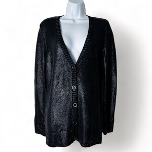 Jones New York Signature-‎ Black Sheen Cardigan - Sz. L